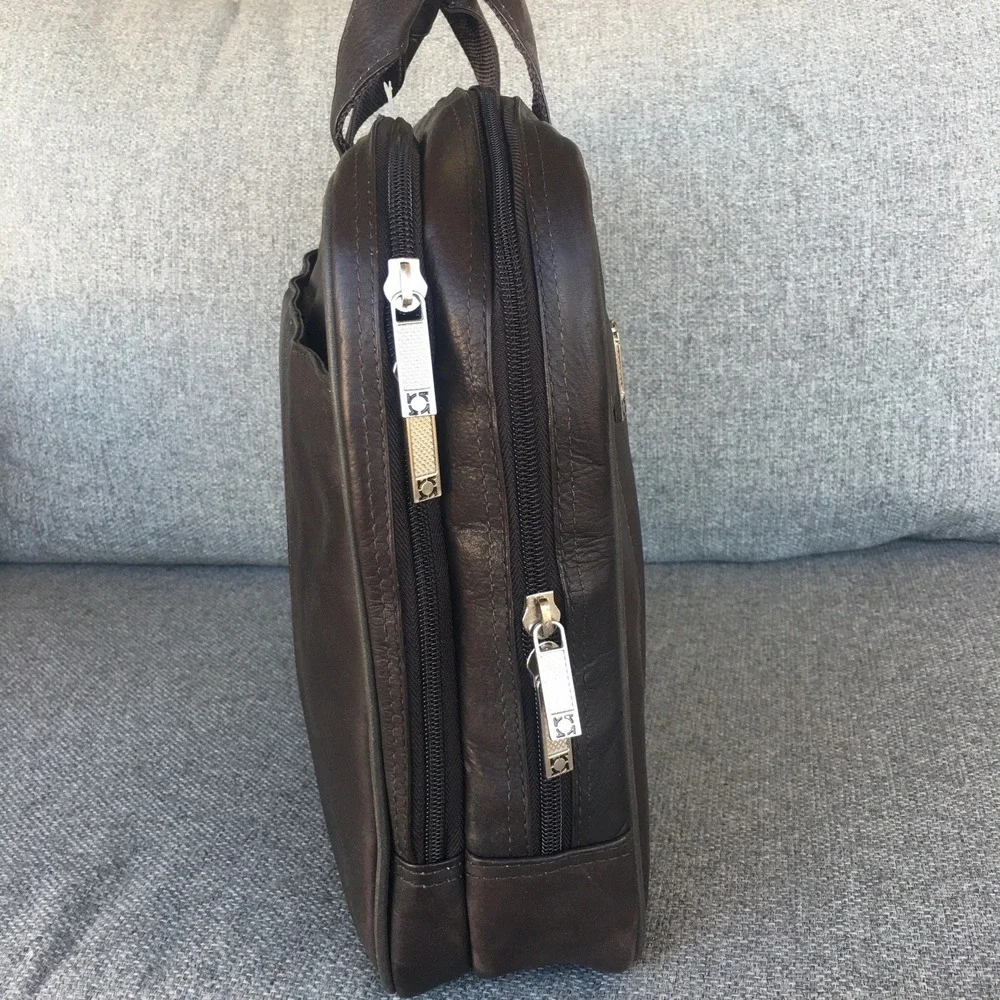 Vintage Kenneth Cole Laptop Bag Briefcase Brown Pebbled Leather 7 Compartments